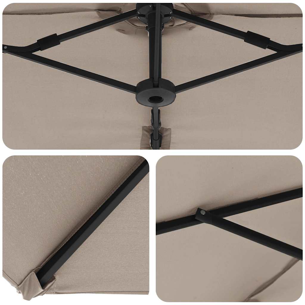 vidaXL Sonnenschirm Taupe 372 x 198 x 243 cm Polyester und Aluminium