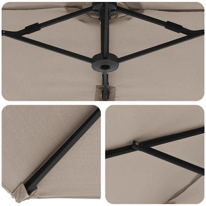 vidaXL Sonnenschirm Taupe 372 x 198 x 243 cm Polyester und Aluminium