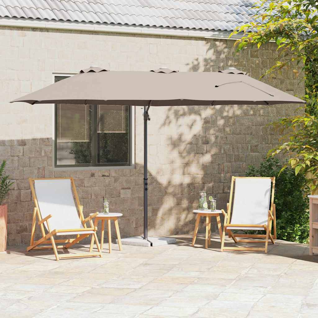 vidaXL Sonnenschirm Taupe 372 x 198 x 243 cm Polyester und Aluminium