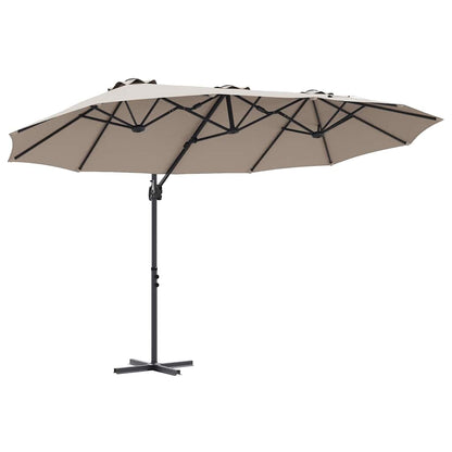 vidaXL Sonnenschirm Taupe 372 x 198 x 243 cm Polyester und Aluminium
