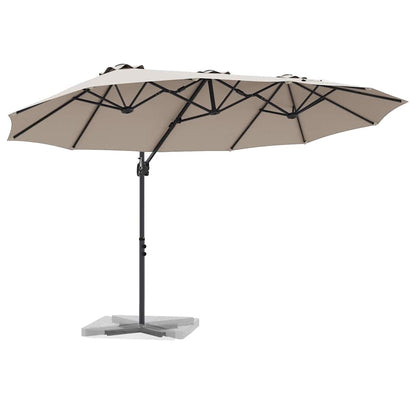 vidaXL Sonnenschirm Taupe 372 x 198 x 243 cm Polyester und Aluminium