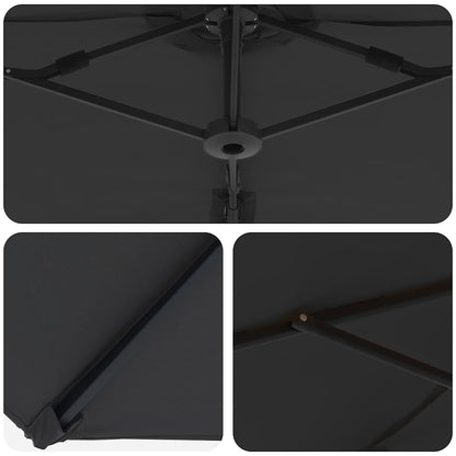 vidaXL Sonnenschirm Schwarz 372 x 198 x 243 cm Polyester und Aluminium
