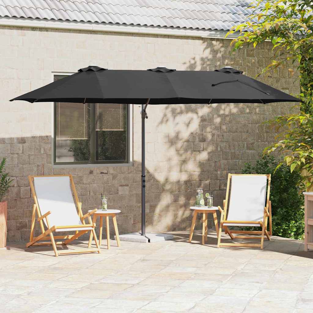 vidaXL Sonnenschirm Schwarz 372 x 198 x 243 cm Polyester und Aluminium