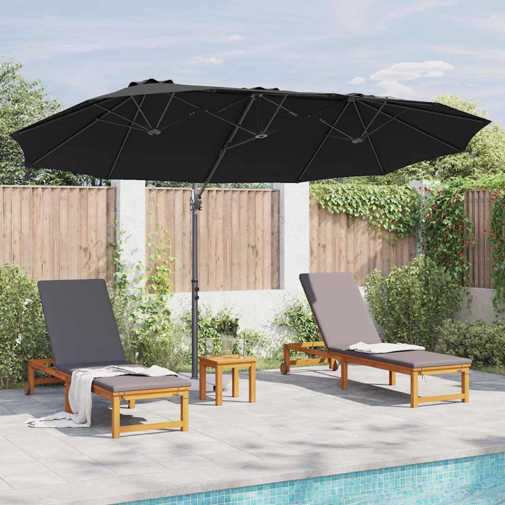 vidaXL Sonnenschirm Schwarz 372 x 198 x 243 cm Polyester und Aluminium