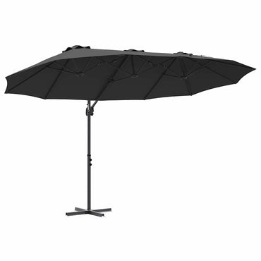 vidaXL Sonnenschirm Schwarz 372 x 198 x 243 cm Polyester und Aluminium