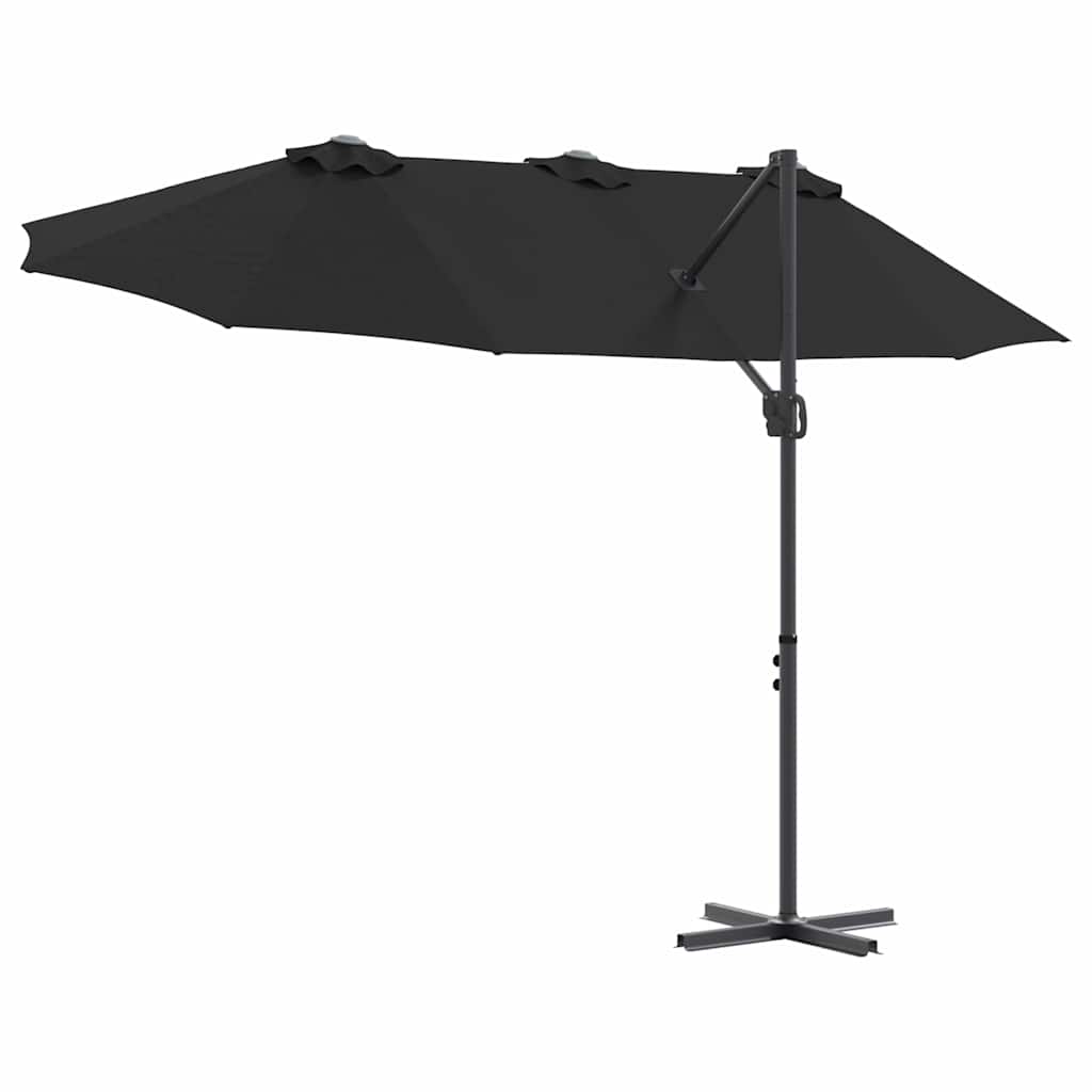 vidaXL Sonnenschirm Schwarz 372 x 198 x 243 cm Polyester und Aluminium