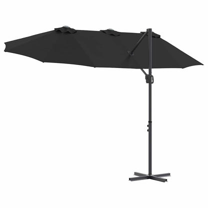 vidaXL Sonnenschirm Schwarz 372 x 198 x 243 cm Polyester und Aluminium