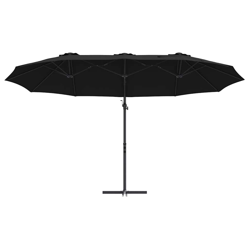 vidaXL Sonnenschirm Schwarz 372 x 198 x 243 cm Polyester und Aluminium