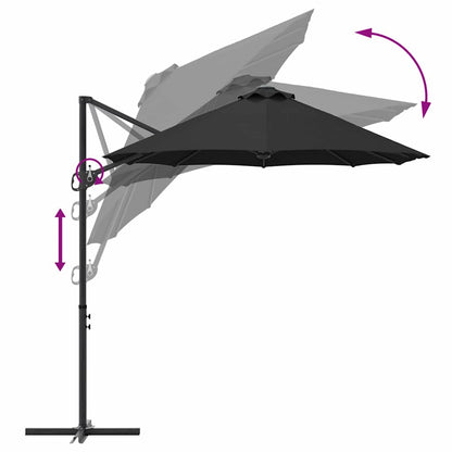 vidaXL Sonnenschirm Schwarz 372 x 198 x 243 cm Polyester und Aluminium