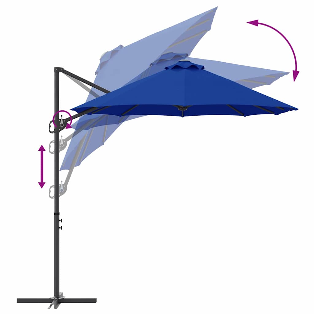 vidaXL Sonnenschirm Azurblau 372 x 198 x 243 cm