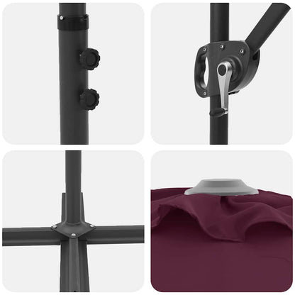 Sonnenschirm Bordeauxrot 372 x 198 x 243 cm