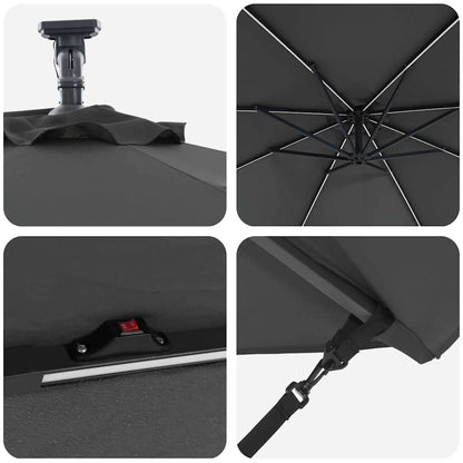 vidaXL Sonnenschirm mit LED-Lichtleisten Anthrazit 294 x 294 x 248 cm