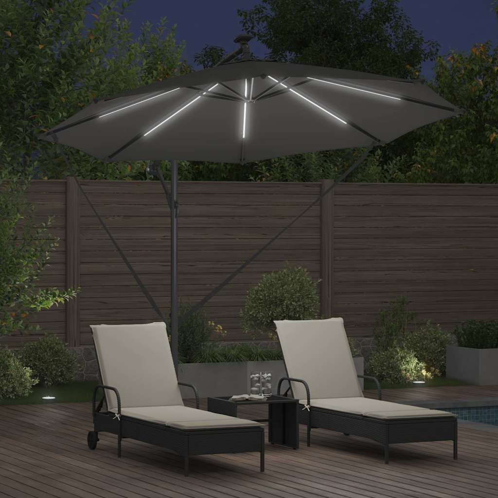 vidaXL Sonnenschirm mit LED-Lichtleisten Anthrazit 294 x 294 x 248 cm