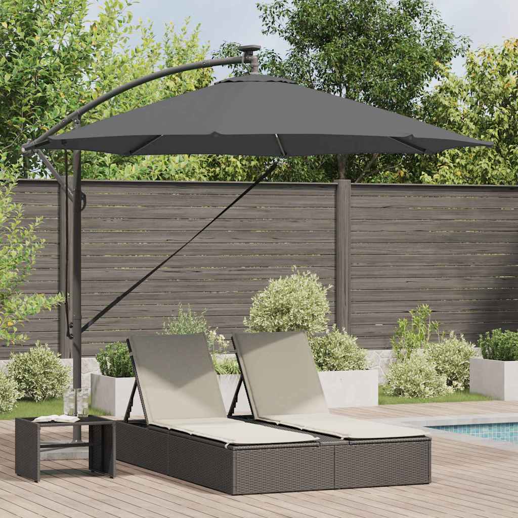 vidaXL Sonnenschirm mit LED-Lichtleisten Anthrazit 294 x 294 x 248 cm