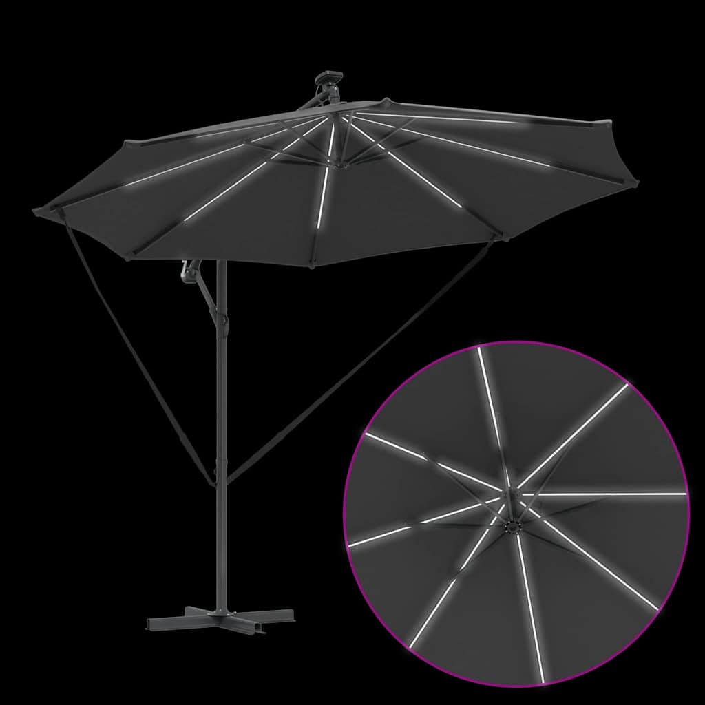 vidaXL Sonnenschirm mit LED-Lichtleisten Anthrazit 294 x 294 x 248 cm