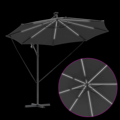 vidaXL Sonnenschirm mit LED-Lichtleisten Anthrazit 294 x 294 x 248 cm