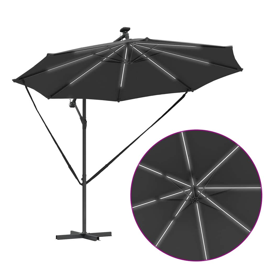 vidaXL Sonnenschirm mit LED-Lichtleisten Anthrazit 294 x 294 x 248 cm