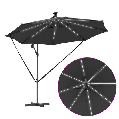 vidaXL Sonnenschirm mit LED-Lichtleisten Anthrazit 294 x 294 x 248 cm