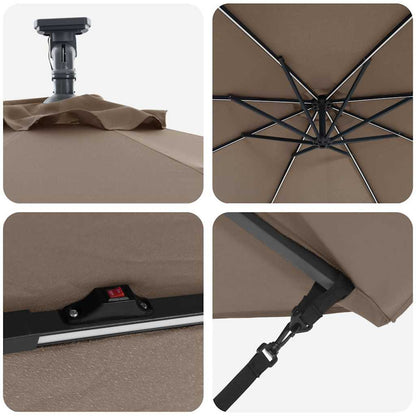 vidaXL Sonnenschirm Taupe 294 x 294 x 248 cm Polyester und Aluminium