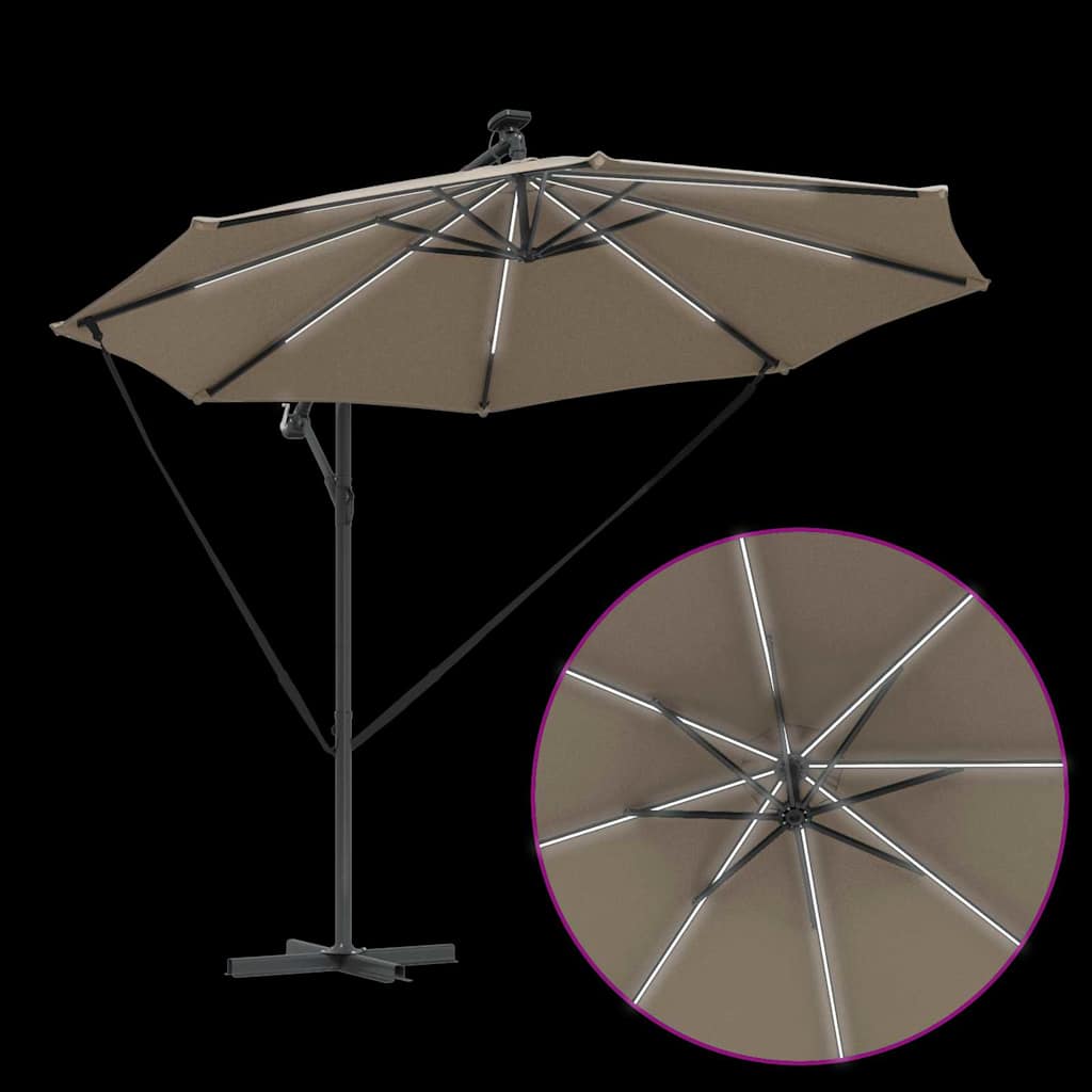 vidaXL Sonnenschirm Taupe 294 x 294 x 248 cm Polyester und Aluminium
