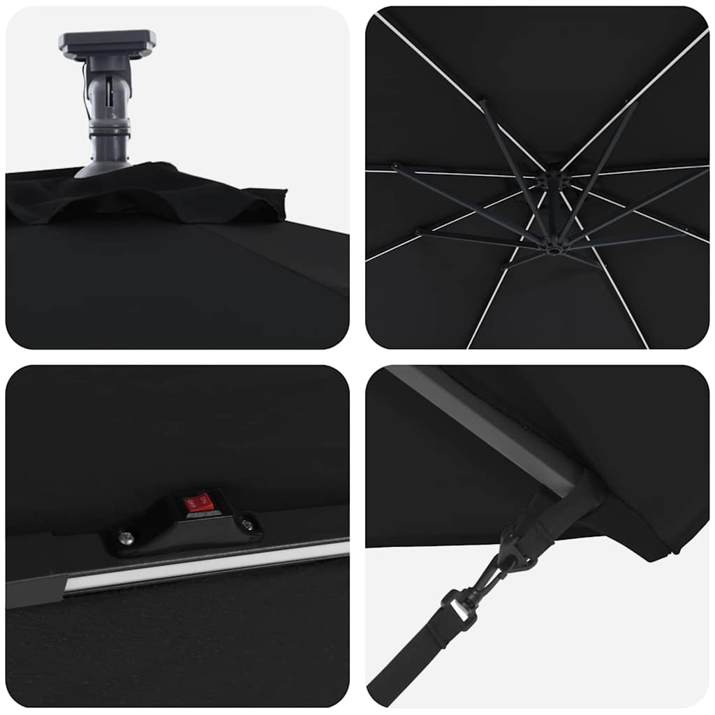 Sonnenschirm Schwarz 294 x 294 x 248 cm Polyester und Aluminium