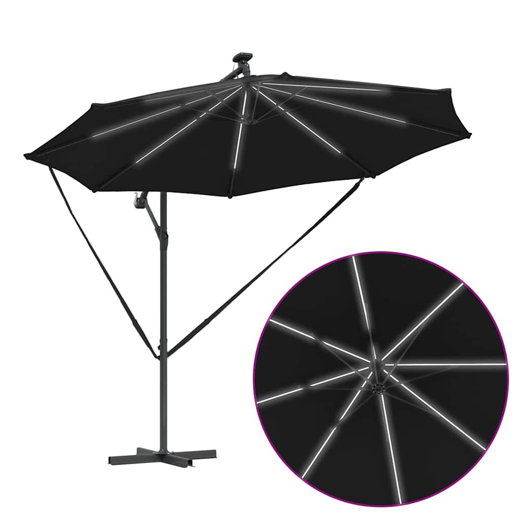 vidaXL Sonnenschirm Schwarz 294 x 294 x 248 cm Polyester und Aluminium