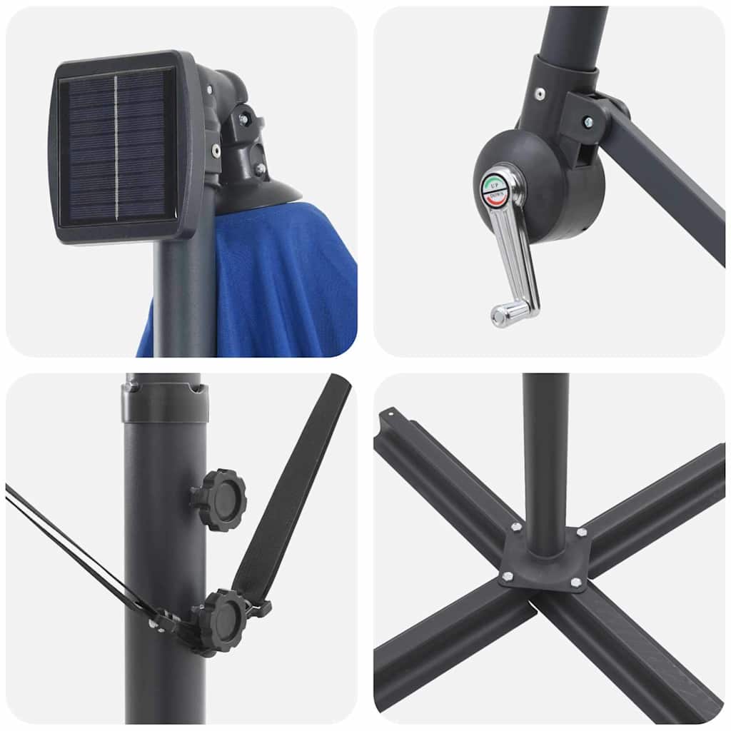 vidaXL Sonnenschirm mit LED-Lichtleisten Azurblau 294 x 294 x 248 cm