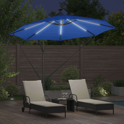 vidaXL Sonnenschirm mit LED-Lichtleisten Azurblau 294 x 294 x 248 cm