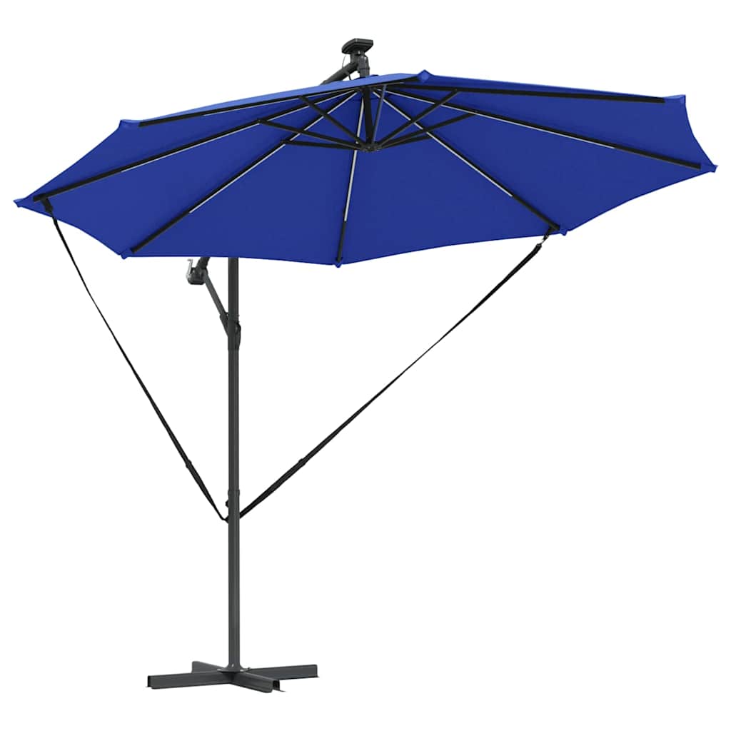 vidaXL Sonnenschirm mit LED-Lichtleisten Azurblau 294 x 294 x 248 cm