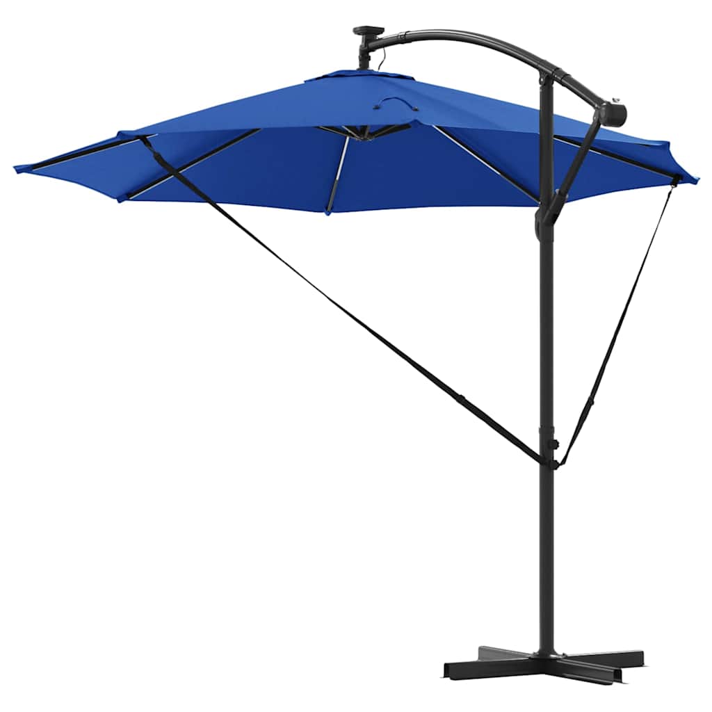 vidaXL Sonnenschirm mit LED-Lichtleisten Azurblau 294 x 294 x 248 cm