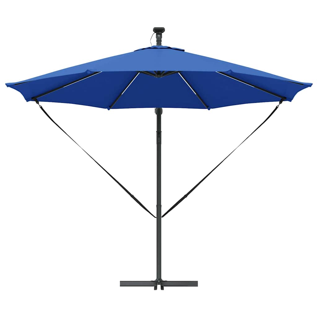 vidaXL Sonnenschirm mit LED-Lichtleisten Azurblau 294 x 294 x 248 cm