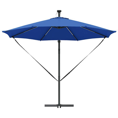 vidaXL Sonnenschirm mit LED-Lichtleisten Azurblau 294 x 294 x 248 cm