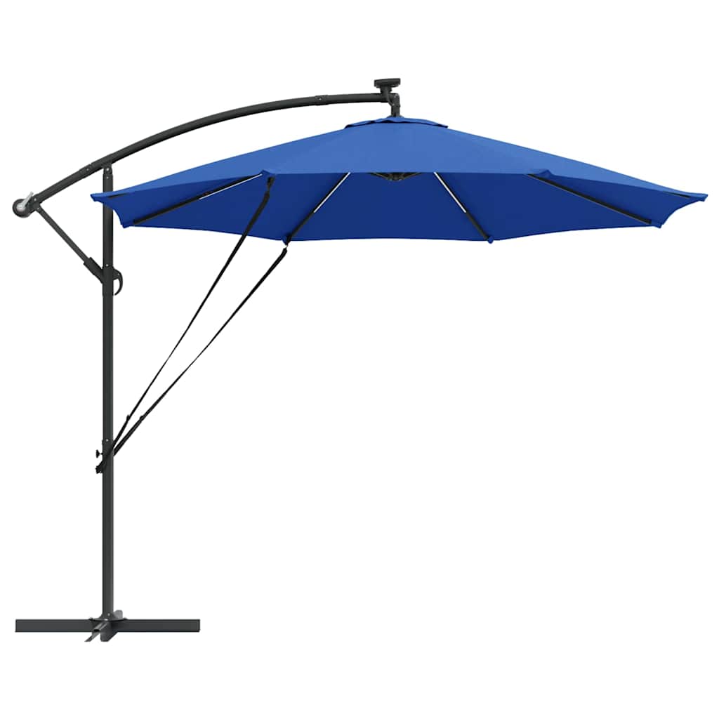 vidaXL Sonnenschirm mit LED-Lichtleisten Azurblau 294 x 294 x 248 cm