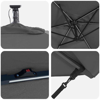 Sonnenschirm mit LED-Lichtleisten Anthrazit 294 x 200 x 270 cm