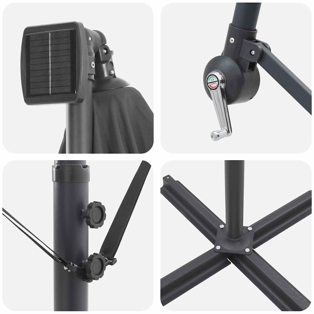 Sonnenschirm mit LED-Lichtleisten Anthrazit 294 x 200 x 270 cm