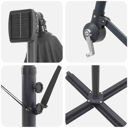 Sonnenschirm mit LED-Lichtleisten Anthrazit 294 x 200 x 270 cm