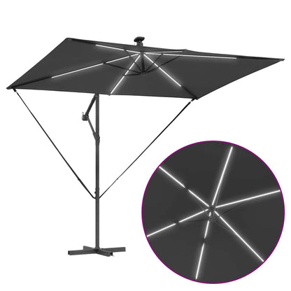 vidaXL Sonnenschirm mit LED-Lichtleisten Anthrazit 294 x 200 x 270 cm