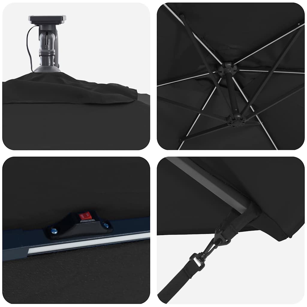 Sonnenschirm Schwarz 294 x 200 x 270 cm Polyester und Aluminium