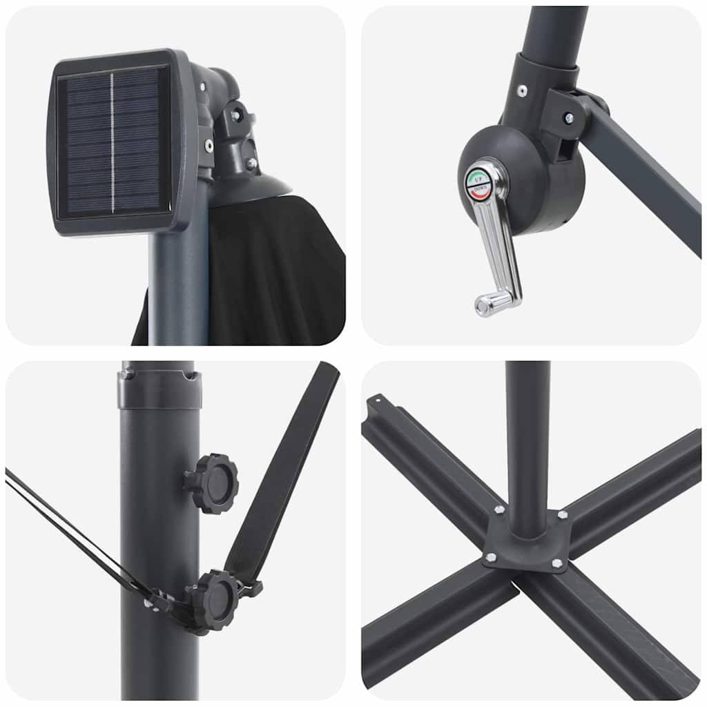 Sonnenschirm Schwarz 294 x 200 x 270 cm Polyester und Aluminium