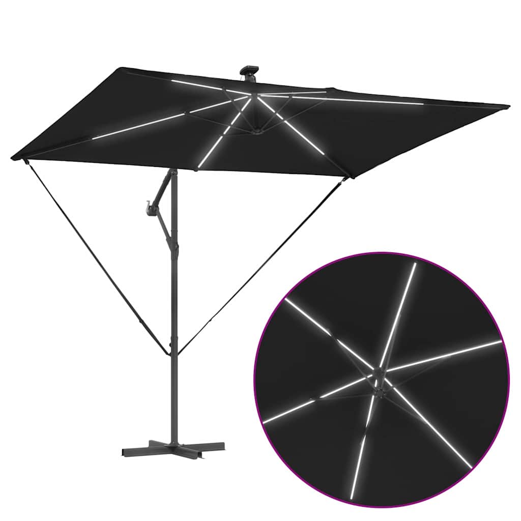 vidaXL Sonnenschirm Schwarz 294 x 200 x 270 cm Polyester und Aluminium