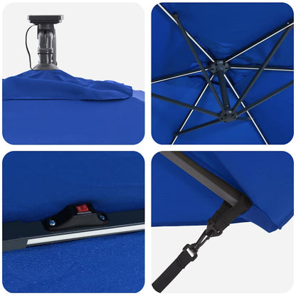 vidaXL Sonnenschirm mit LED-Lichtleisten Azurblau 294 x 200 x 270 cm