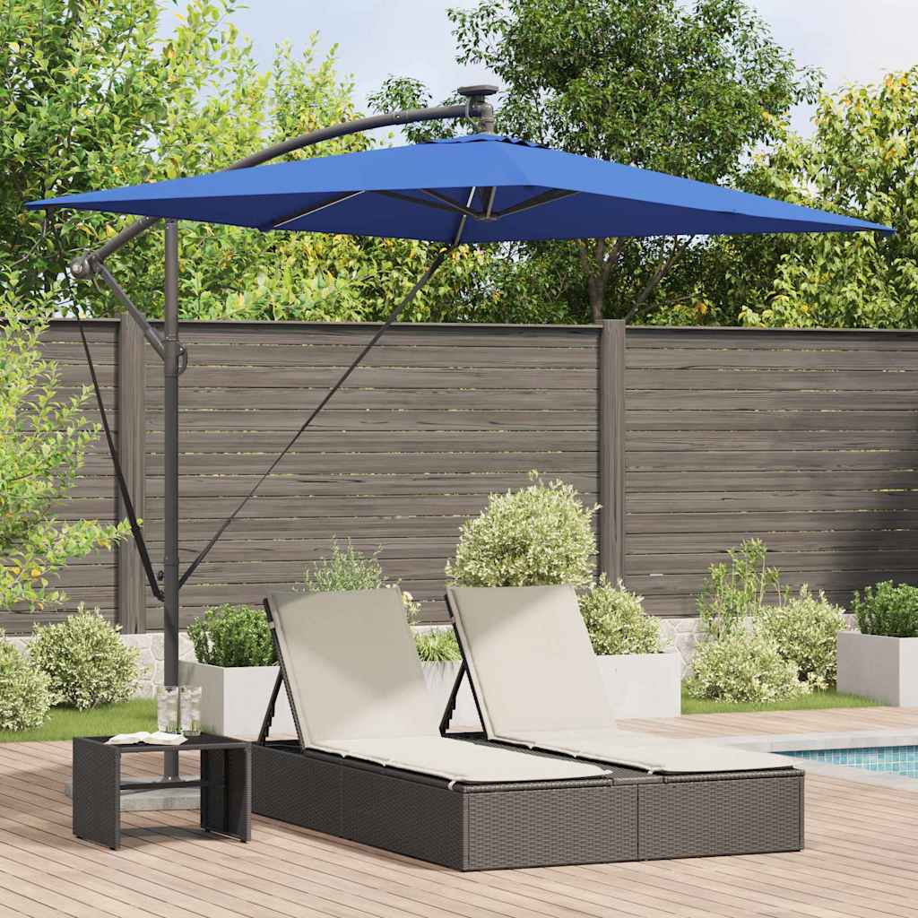 vidaXL Sonnenschirm mit LED-Lichtleisten Azurblau 294 x 200 x 270 cm