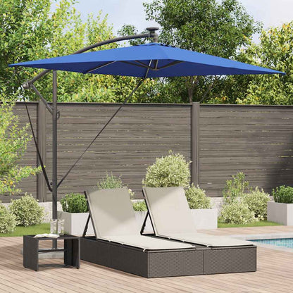 vidaXL Sonnenschirm mit LED-Lichtleisten Azurblau 294 x 200 x 270 cm