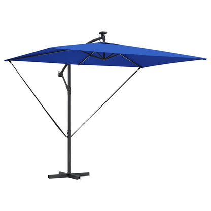 vidaXL Sonnenschirm mit LED-Lichtleisten Azurblau 294 x 200 x 270 cm