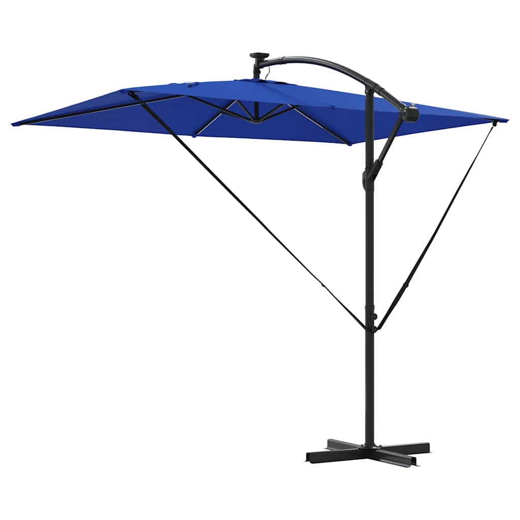 vidaXL Sonnenschirm mit LED-Lichtleisten Azurblau 294 x 200 x 270 cm