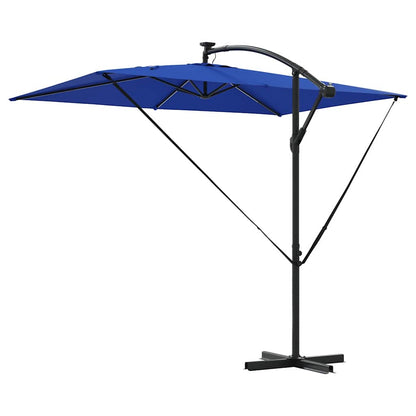 vidaXL Sonnenschirm mit LED-Lichtleisten Azurblau 294 x 200 x 270 cm
