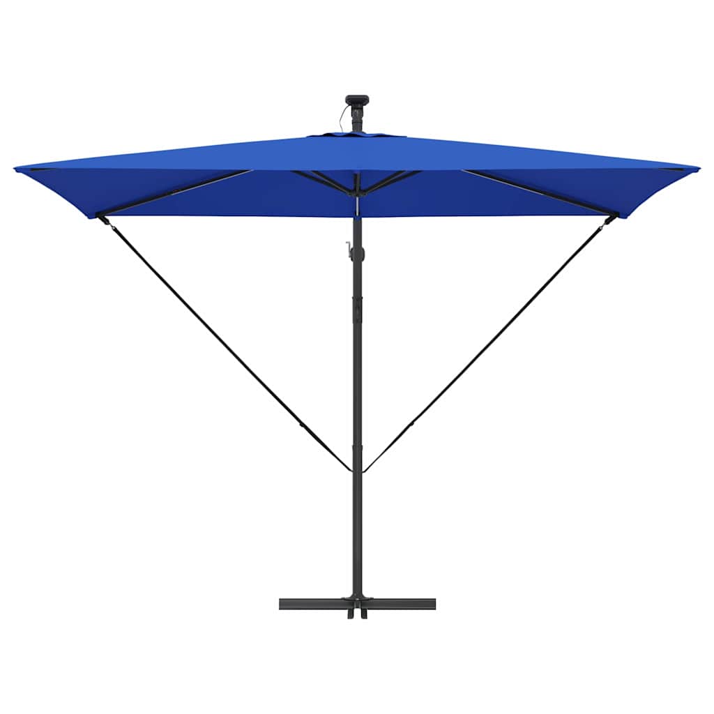 vidaXL Sonnenschirm mit LED-Lichtleisten Azurblau 294 x 200 x 270 cm
