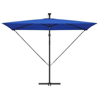 vidaXL Sonnenschirm mit LED-Lichtleisten Azurblau 294 x 200 x 270 cm