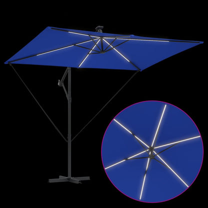 vidaXL Sonnenschirm mit LED-Lichtleisten Azurblau 294 x 200 x 270 cm