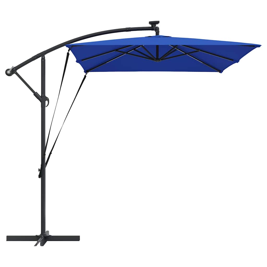 vidaXL Sonnenschirm mit LED-Lichtleisten Azurblau 294 x 200 x 270 cm